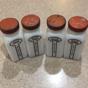4 Vintage White Griffith’s Seasoning Jars.